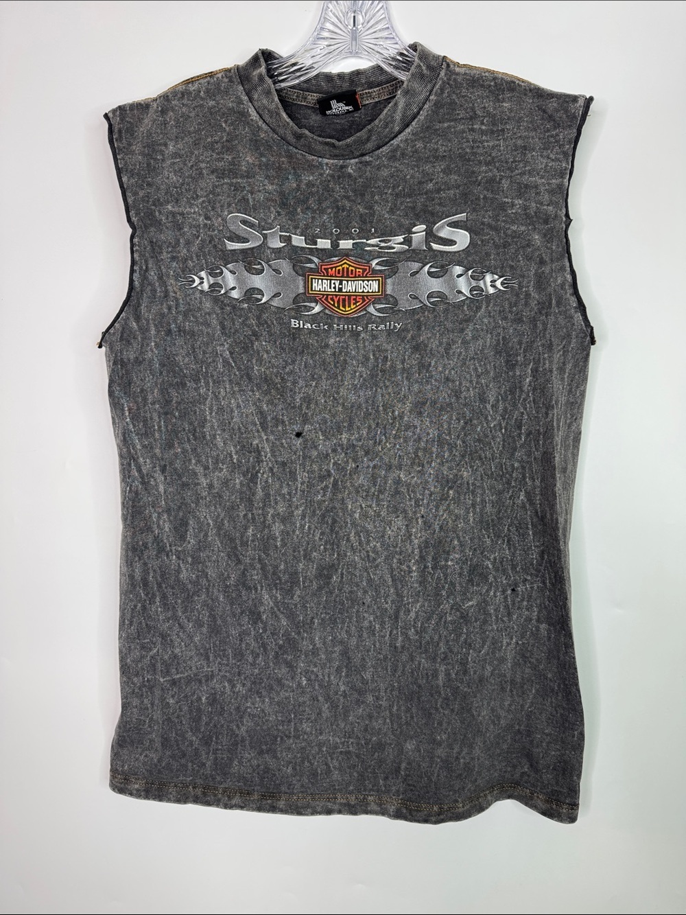 Vintage Harley Davidson Sturgis 2001 Gray Cut Off Tshirt Size Medium